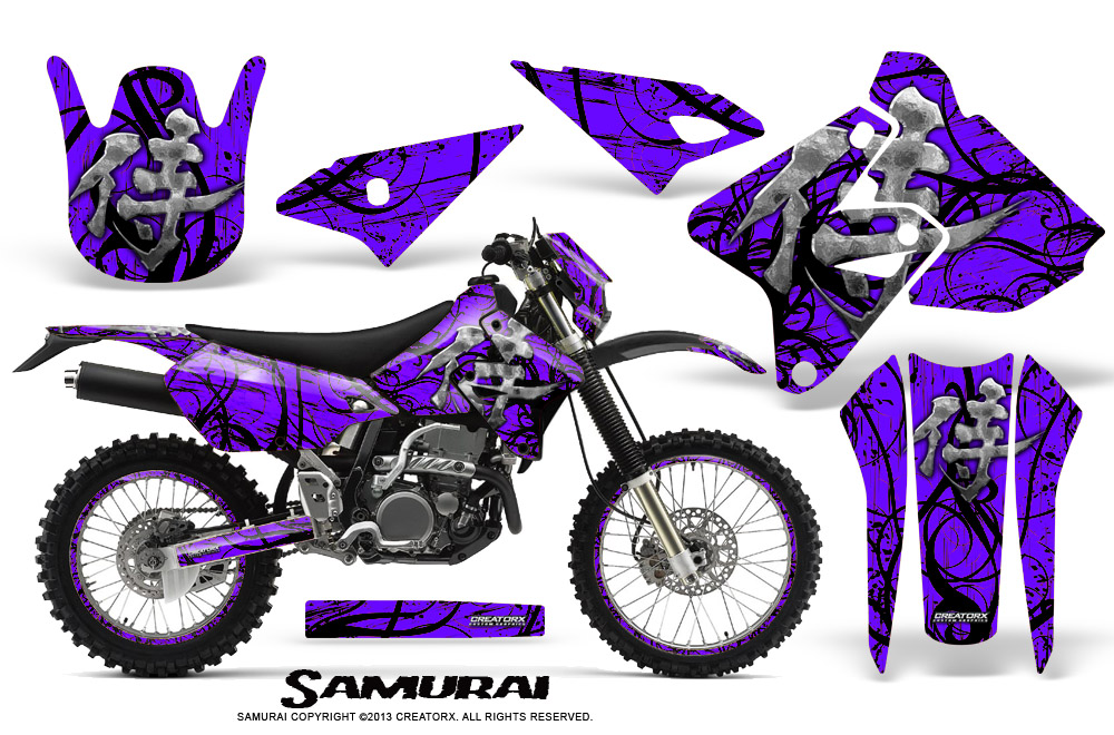 Suzuki DRZ400 Enduro Graphics Kit Samurai Black Purple NP Rims